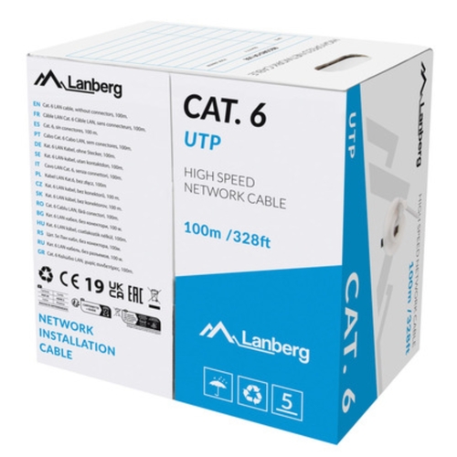 Lanberg UTP Cat.6 100MT CU Cable - Lanberg - 5901969446753